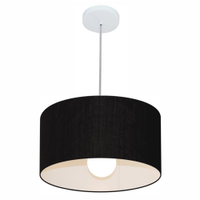 Pendente Cilíndrico Md-4031 Cúpula em Tecido 40x21cm Preto - Bivolt