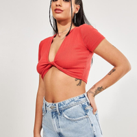 Cropped Vermelho Com Torção