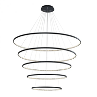 Pendente Led Milano Black Com 5 Anéis - Hevvy