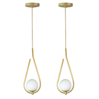 Kit 2 Pendentes Lustres On Drop DOURADO globo de vidro BRANCO