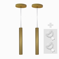 Kit 2 Pendente Tubo Palito 30cm - Ouro + Lampada LED 4W