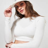 Blusa Cropped De Manga Longa Malha Crepe