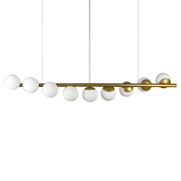 Lustre Pendente Figo com 9 Globos Esfera de Vidro - Ouro