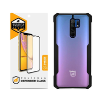 Kit Capa case capinha Dual Shock x e Pelicula Defender Glass para Xiaomi Redmi 9 - Gshield