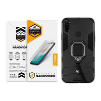 Kit Capa case capinha Defender Black e Pelicula Nano Vidro para Xiaomi Redmi Note 8 - Gshi