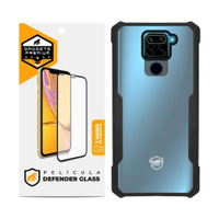 Kit Capa case capinha Dual Shock x e Pelicula Defender Glass para Xiaomi Redmi Note 9 - Gs