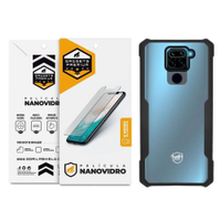 Kit Capa case capinha Dual Shock x e Pelicula Nano Vidro para Xiaomi Redmi Note 9 - Gshiel