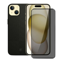 Kit Capa Couro Dual Preta e Pelicula Defender Pro Privacidade para iPhone 15 Plus - Gshiel