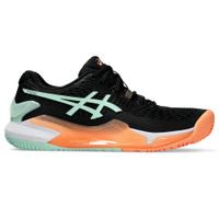 Tênis ASICS GEL-Resolution 9 Padel - Feminino - Preto com Verde e Laranja