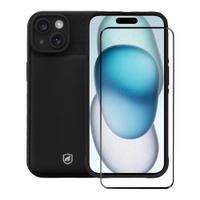 Kit Capa case capinha Symetric Preta e Pelicula Ultra Glass Preta para iPhone 15 - Gshield