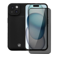 Kit Capa case capinha Symetric Preta e Pelicula Defender Pro Privacidade para iPhone 15 -