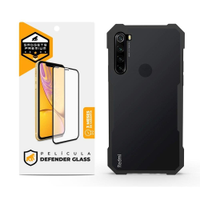 Kit Capa case capinha Dual Shock x e Pelicula Defender Glass para Xiaomi Redmi Note 8 - Gs