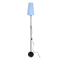 Luminária De Chão Com Cúpula De Tecido Cone - Coluna De Luz - Base Preto Cúpula Branca