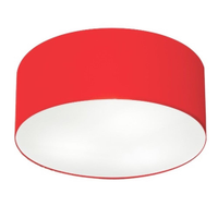 Plafon Cilíndrico Md-3013 Cúpula em Tecido 60x21cm Vermelho - Bivolt