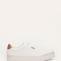 Tênis casual flatform com recorte via uno branco