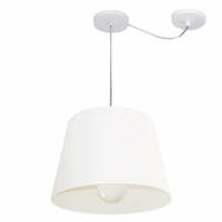 Pendente Cone Com Desvio Md-4274 Cúpula Tecido 30/30x40cm Branco - Bivolt