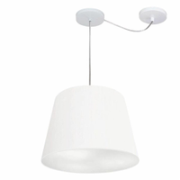 Pendente Cone Com Desvio Md-4280 Cúpula Tecido 30/30x40cm Branco - Bivolt