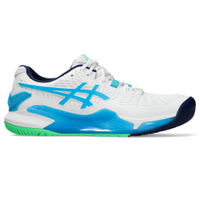 Tênis ASICS GEL-Resolution 9 - Masculino - Branco com Azul e Verde