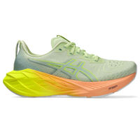 Tênis ASICS Novablast 4 Paris - Feminino - Cinza com Verde e Laranja