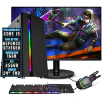 PC Gamer Completo 3green Join Intel Core i5 16GB RAM Placa de vídeo Geforce GTX 1650 4GB SSD 256GB Fonte 500W + Monitor 24" 75Hz 3GJ-027