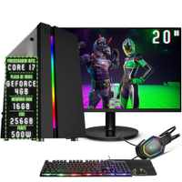 PC Gamer Completo 3green Play Intel Core i7 16GB RAM Placa de vídeo Geforce 4GB SSD 256GB Monitor 20" 75Hz Fonte 500W 3GP-055