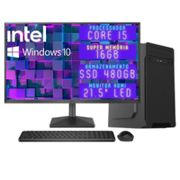 Computador Completo 3green Desktop Intel Core i5 16GB Monitor 21.5" Full HD HDMI SSD 480GB Windows 10 3D-122