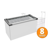 Kit - Freezer Horizontal Tampa de Vidro 318 Litros Nf40 - Metalfrio 127v + 8 Cestos Nextgen Branco - 110V