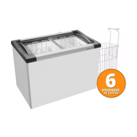 Kit - Freezer Horizontal Tampa de Vidro 284 Litros Nf30 - Metalfrio 127v + 6 Cestos Nextgen Branco - 110V