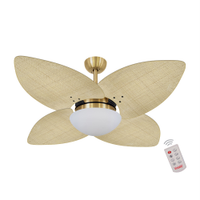 Ventilador de Teto Dormamu Dourado 4 Pás Palmae Natural 127V com Controle