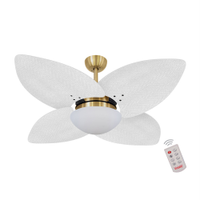 Ventilador de Teto Kovalski Dourado 4 Pás Palmae Branco 127V com Controle