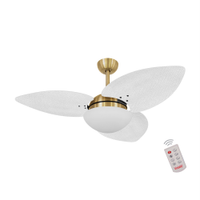 Ventilador de Teto Kovalski Dourado 3 Pás Palmae Branco 127V com Controle