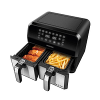 Fritadeira Elétrica Sem Óleo Air Fryer Mondial AFD-01-BI 8L Digital com Cesto Duplo Preta/Inox - 220V