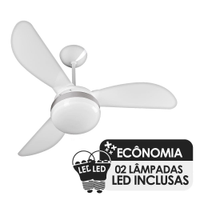 Ventilador de Teto Ventisol Fênix Branco / Silver 3 Pás, Cv3, 02 Lâmpadas Led Inclusas - 220V