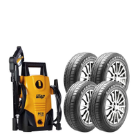 Pneu Aro 14 Firestone F-600 175/65 82T - 4 Unidades + Lavadora de Alta Pressão Wap Eco Fit 2200 1500psi 1400W - Amarelo/Preta - 110V