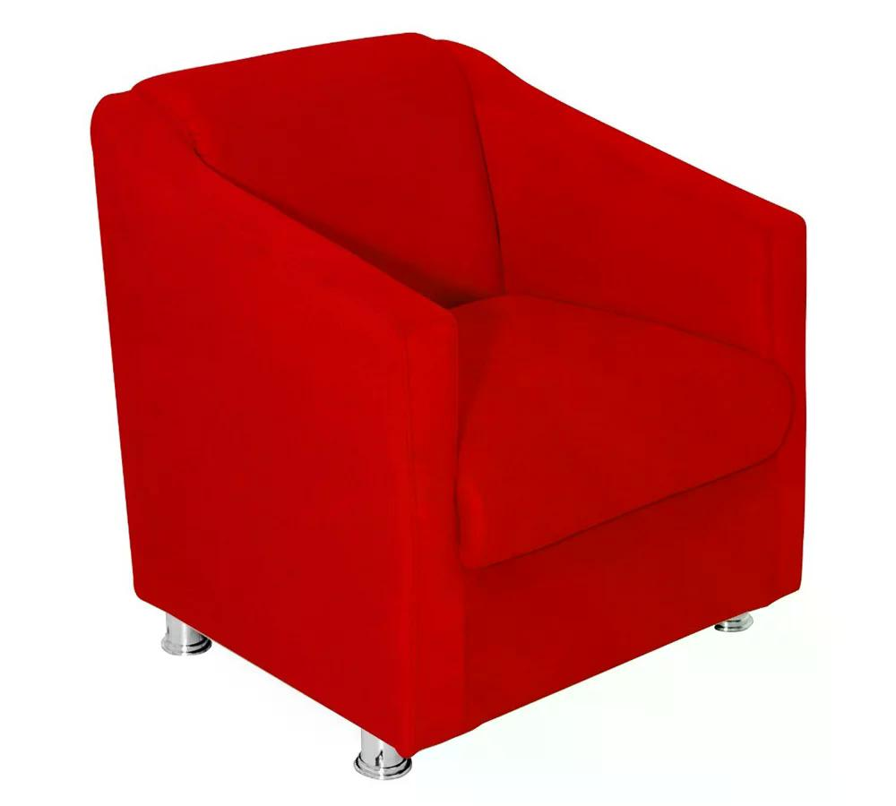 Poltrona Decorativa Ilda 01 Lugar Suede Vermelho Atual Estofados