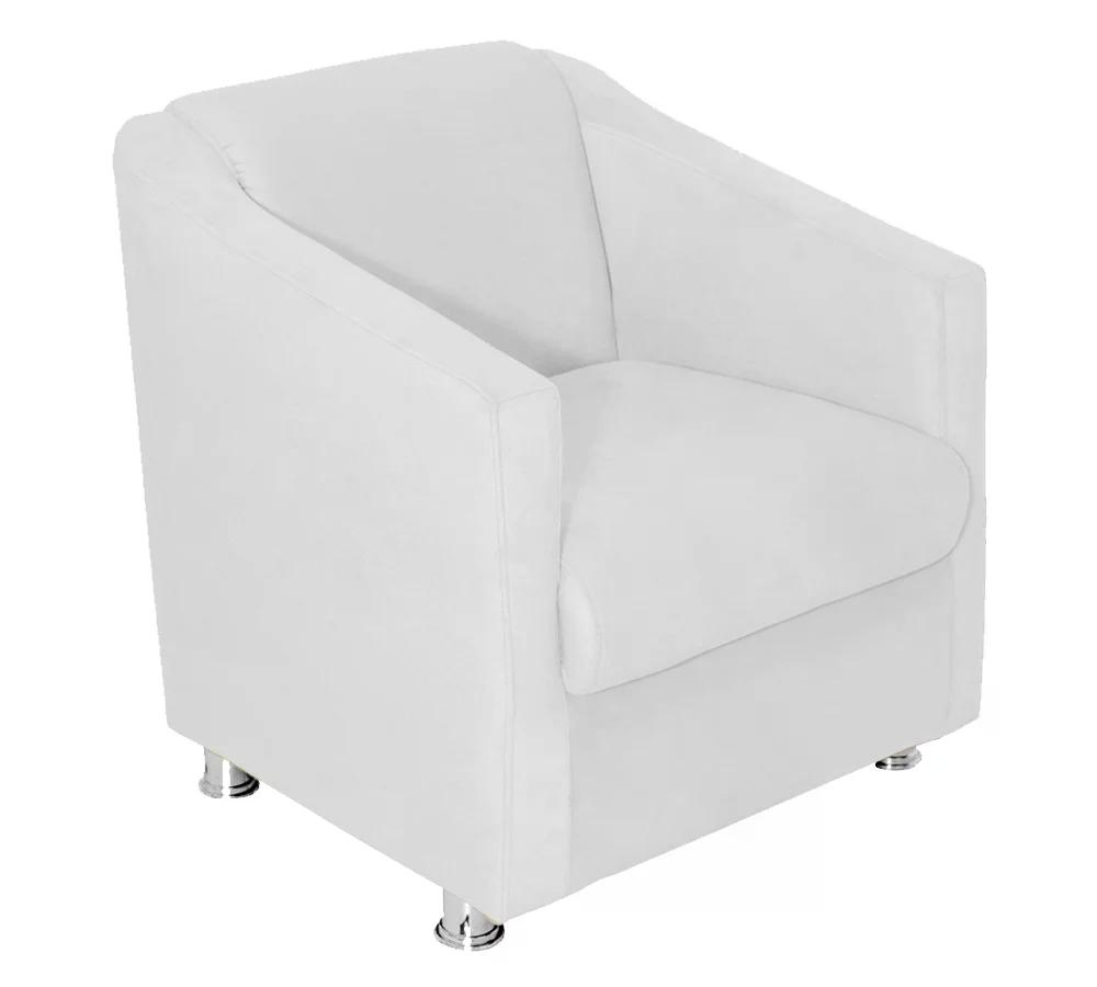 Poltrona Decorativa Ilda 01 Lugar Suede Branco Atual Estofados