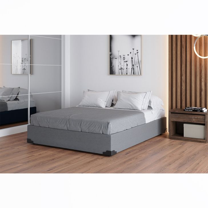 Base para Cama Box Casal Joe Linho (36x138x188) Cinza