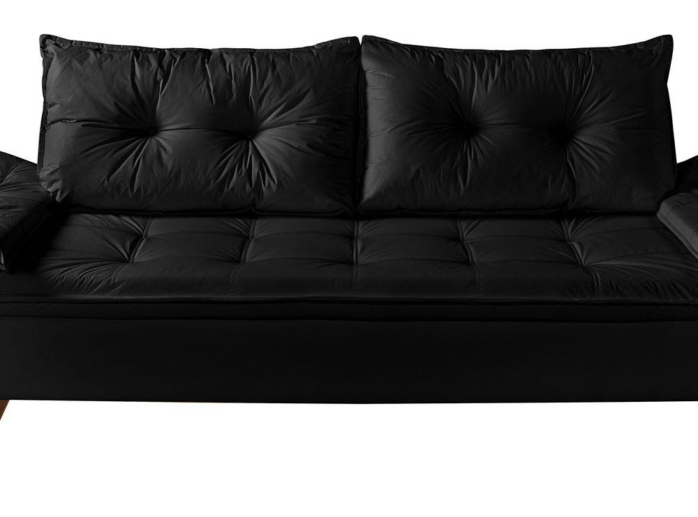 Sofa 3 Lugares Bariloche Retro Courino Preto Couro Sintetico Essencial Estofados