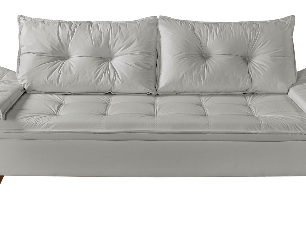 Sofa 3 Lugares Bariloche Retro Courino Gelo Couro Sintetico Essencial Estofados