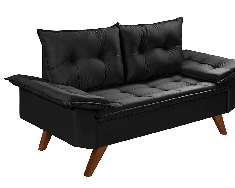 Sofa 2 Lugares Bariloche Retro Preto Essencial Estofados