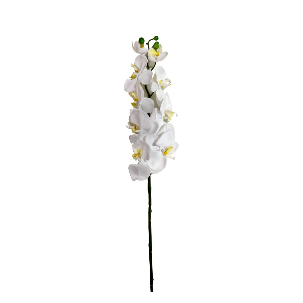 Flor Orquídea Phalaenopsis Artificial Branco 77 cm - D'Rossi