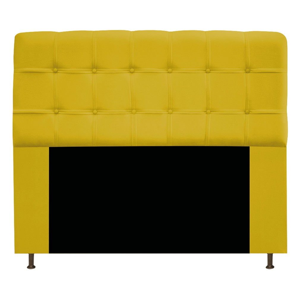 Cabeceira Estofada Mel 160 cm Queen Size Com Botonê Suede Amarelo - Amarena Móveis