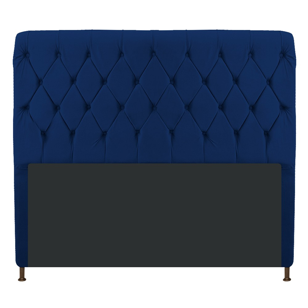 Cabeceira Estofada Cristal 195 cm King Size Com Capitonê Suede Azul Marinho - Amarena Móveis