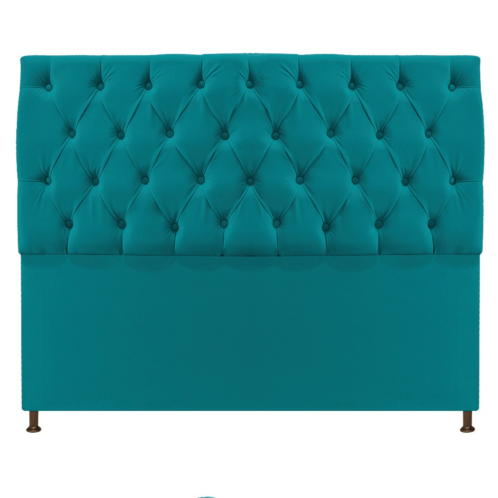 Cabeceira Sofia 140 cm Casal Suede Azul Turquesa - Amarena Móveis