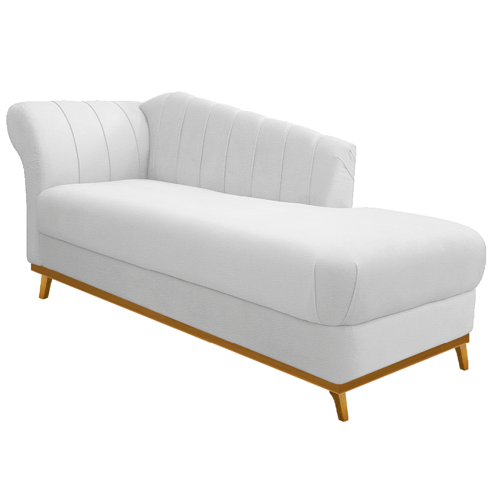 Recamier Vanessa 185cm Lado Direito Corano Branco - Amarena Móveis