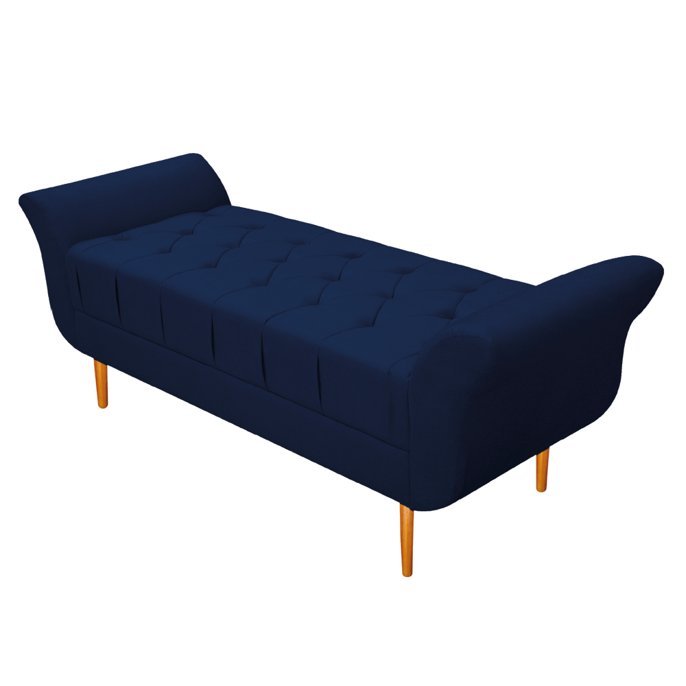 Recamier Estofado Ari 195 cm King Size Suede Azul Marinho - Amarena Móveis