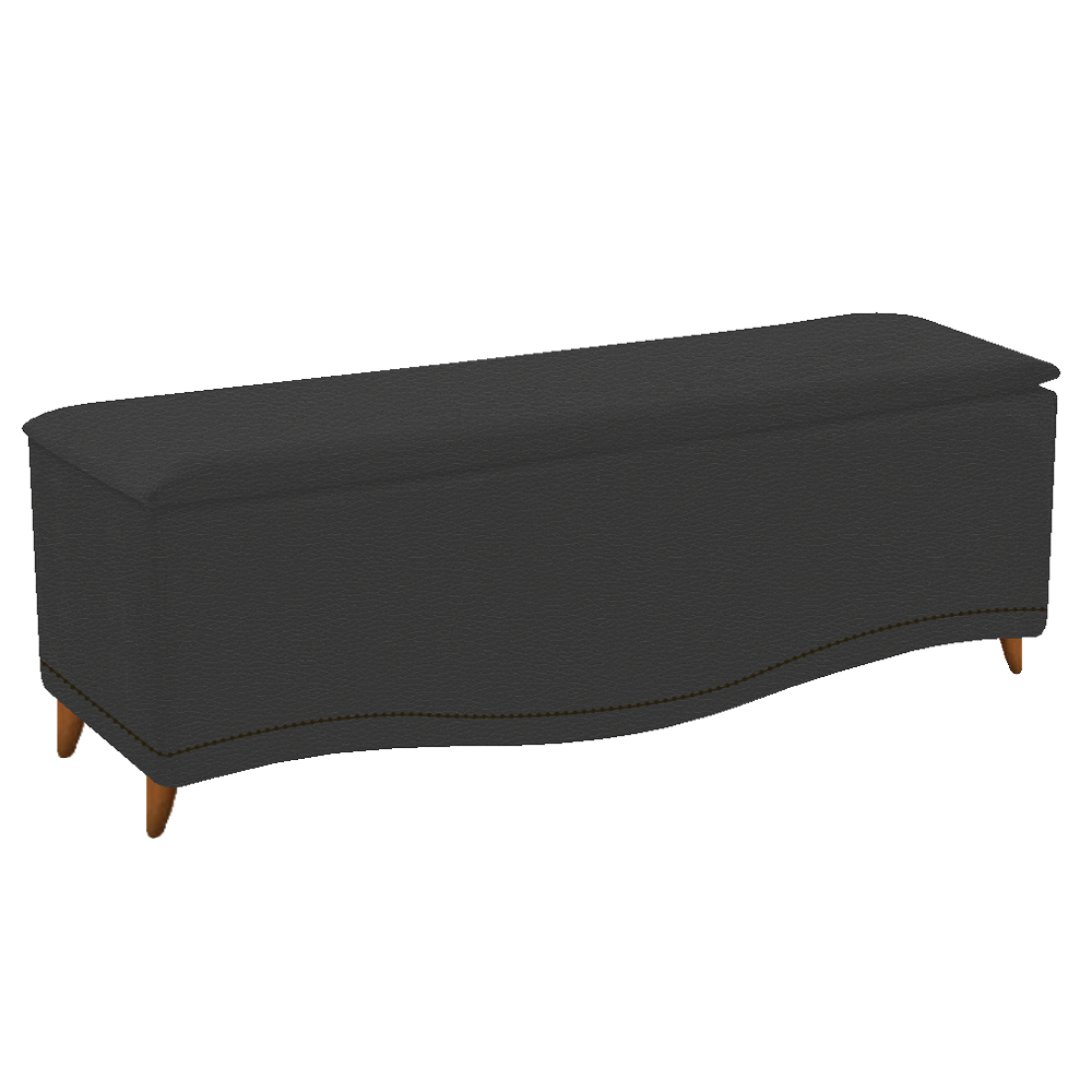 Calçadeira Estofada Yasmim 160 cm Queen Size Corano Preto - Amarena Móveis