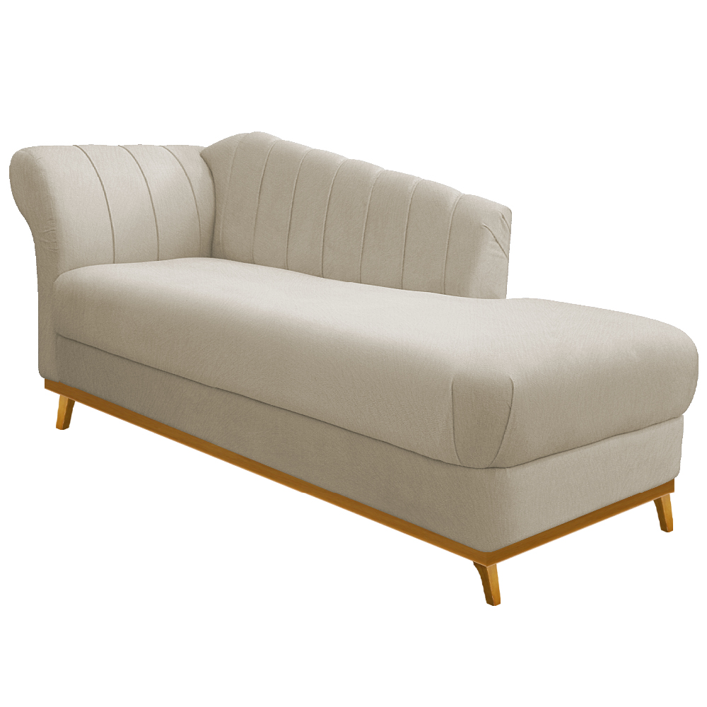 Recamier Vanessa 185cm Lado Direito Suede Bege - Amarena Móveis