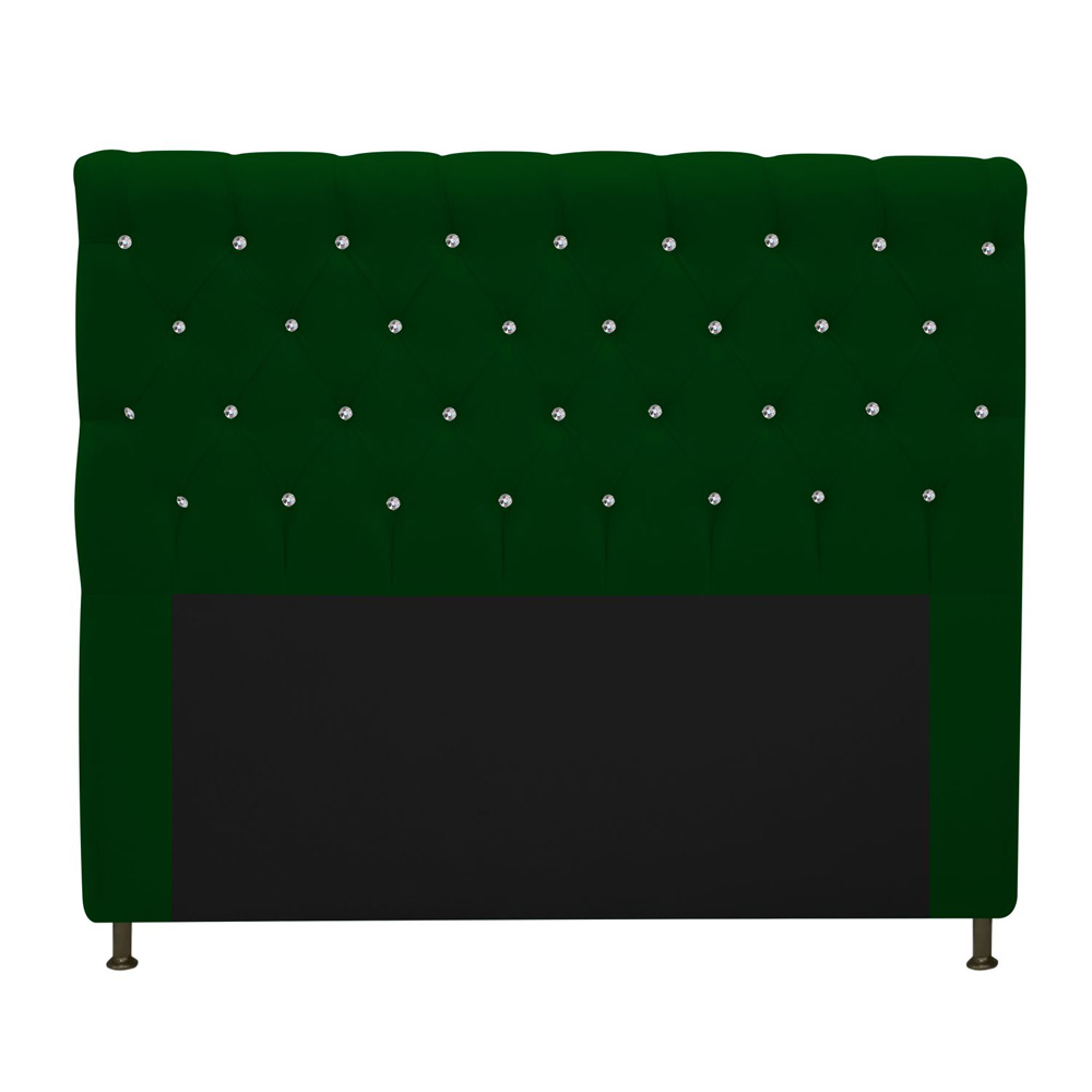 Cabeceira Estofada Cristal 160 cm Queen Size Com Strass Suede Verde - Amarena Móveis