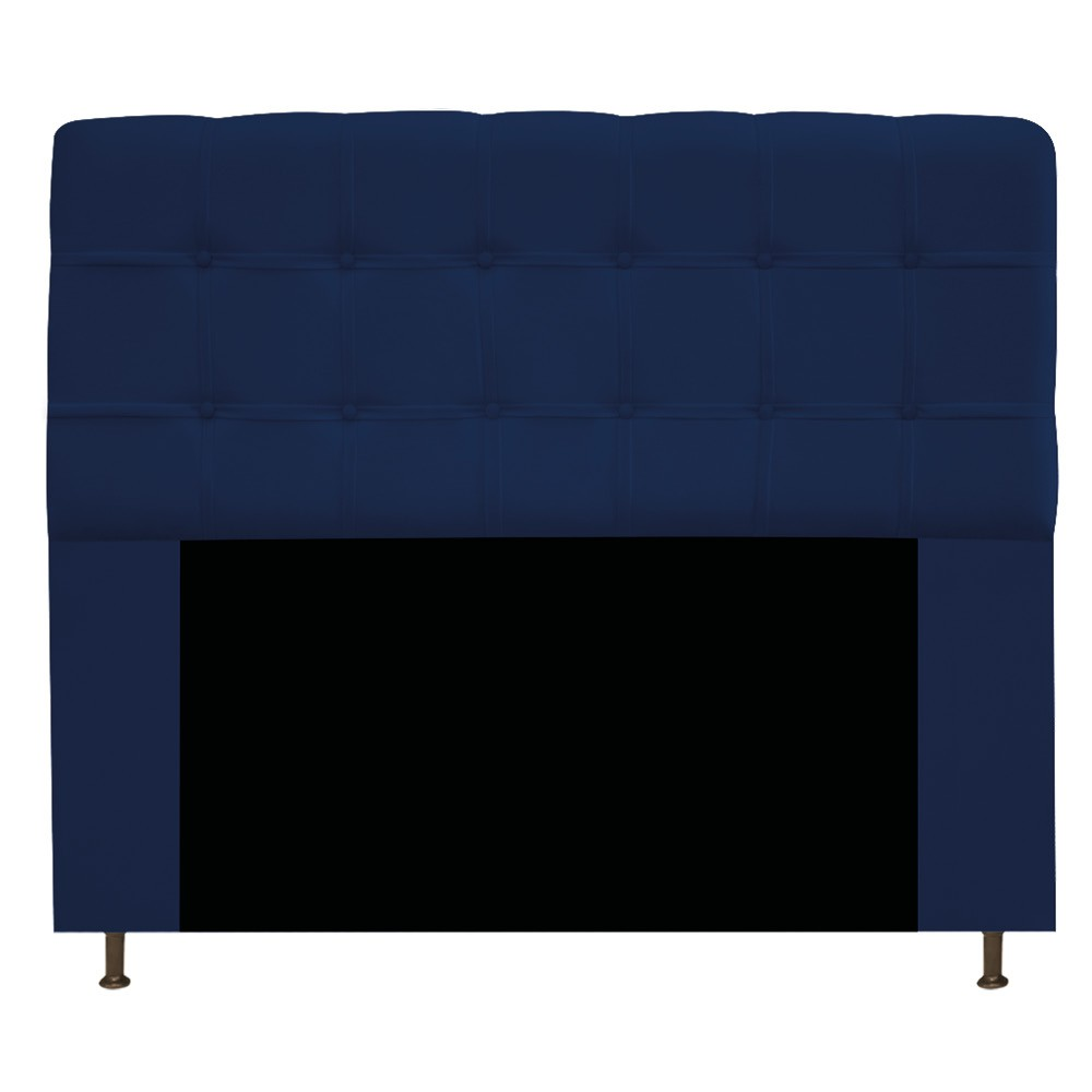 Cabeceira Estofada Mel 195 cm King Size Com Botonê Suede Azul Marinho - Amarena Móveis